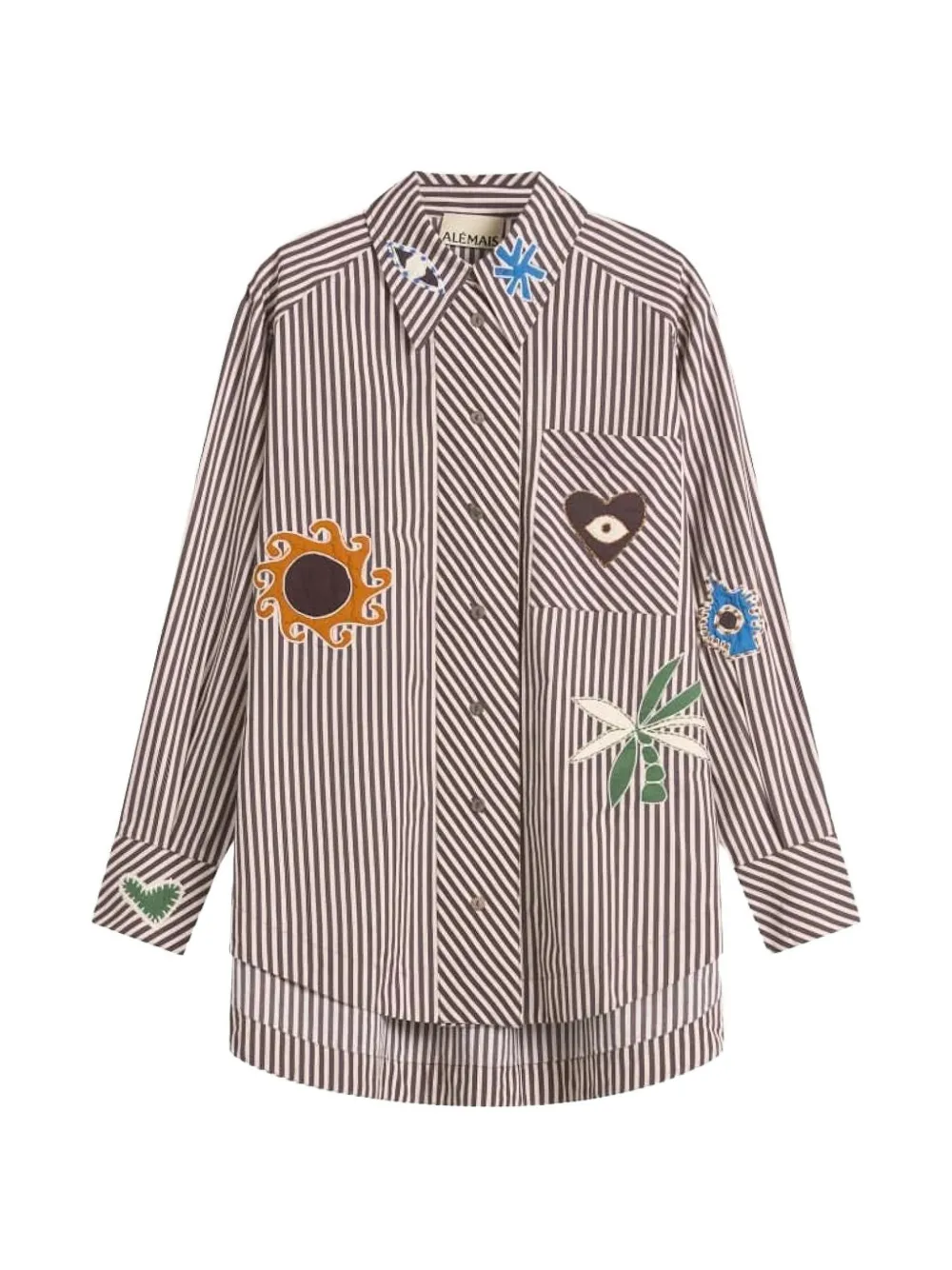 ALEMAIS Sirocco embroidered striped shirt - Brown