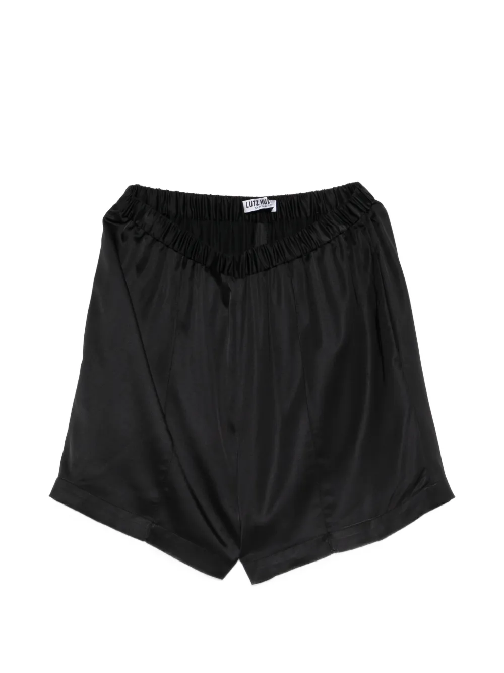 Lutz Huelle Garbo elasticated-waistband satin shorts - Nero