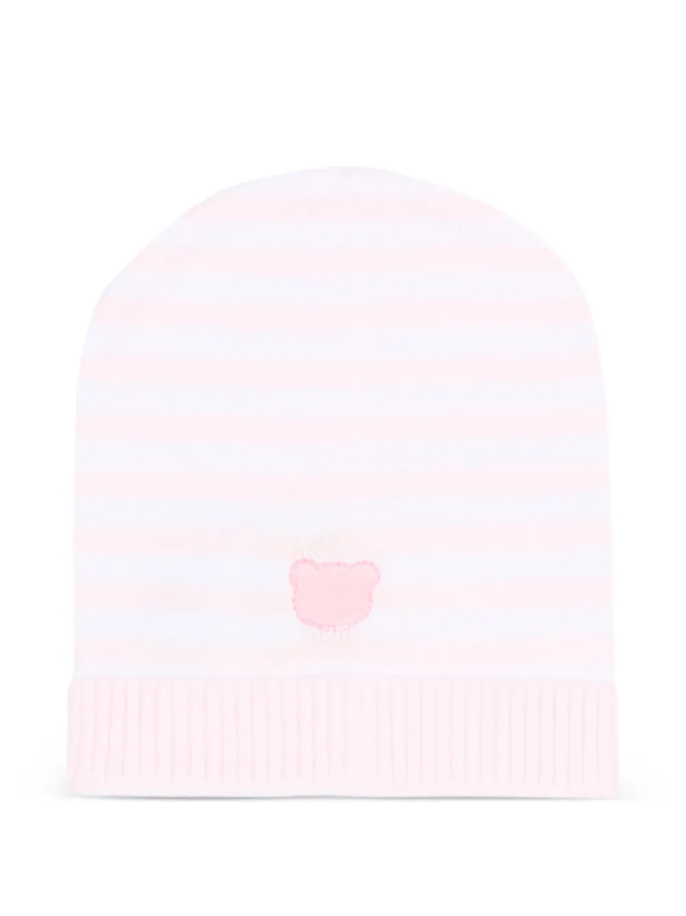 NANAN striped teddy-bear beanie hat - Bianco