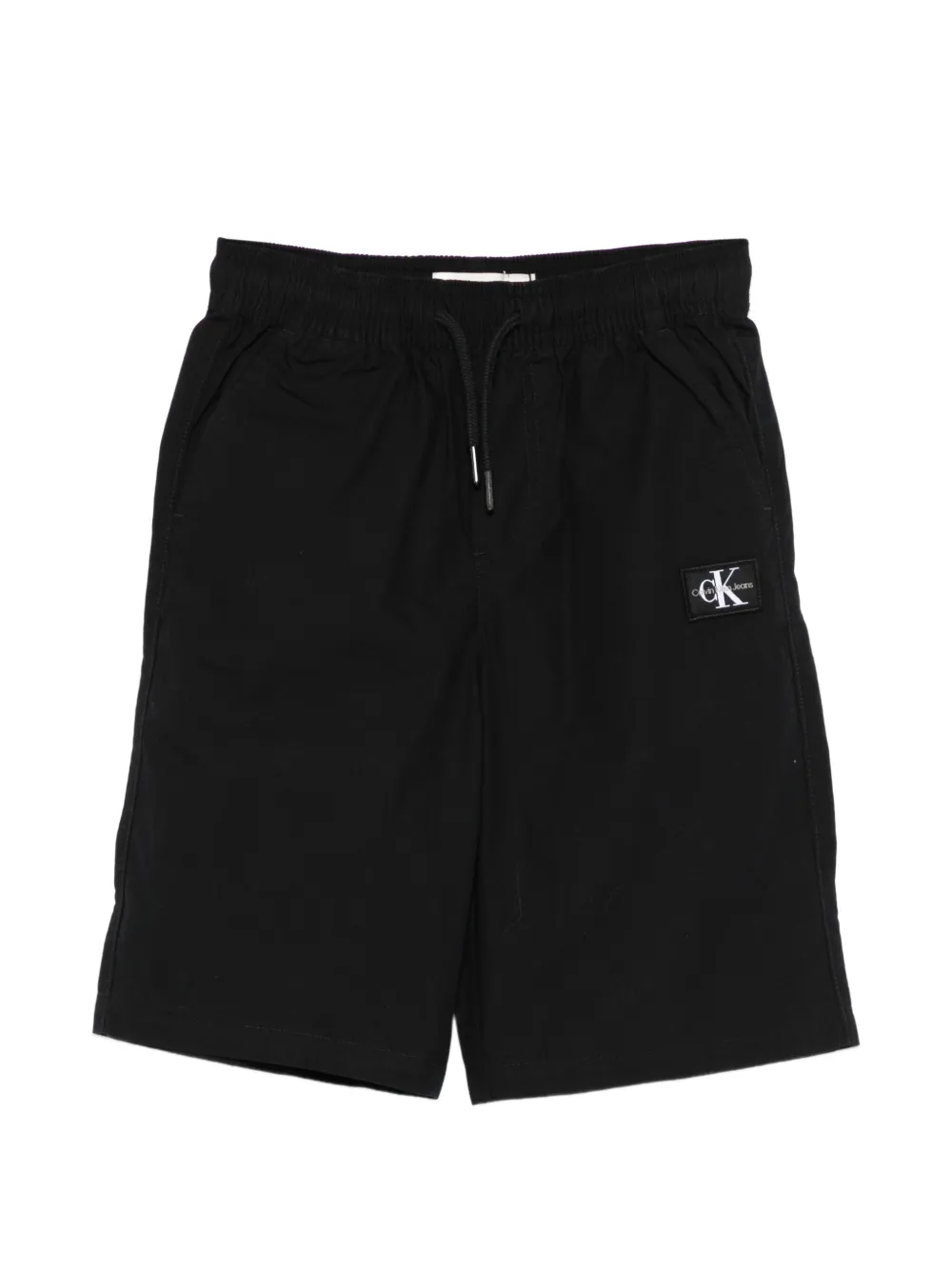 Calvin Klein Kids logo-patch drawstring shorts - Nero