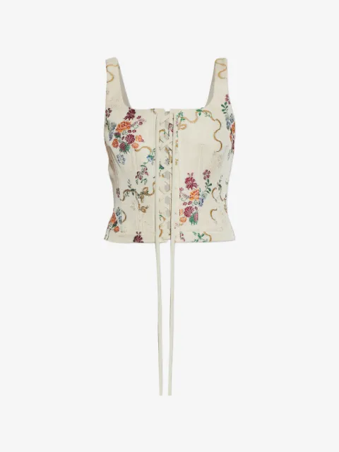 Alexander McQueen floral-print lace-up corset top