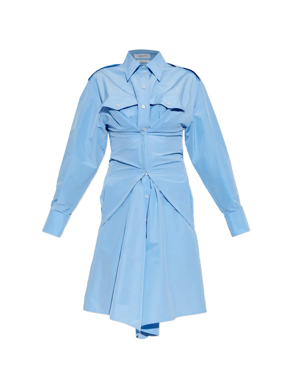 Alexander McQueen gathered asymmetric dress - Blu