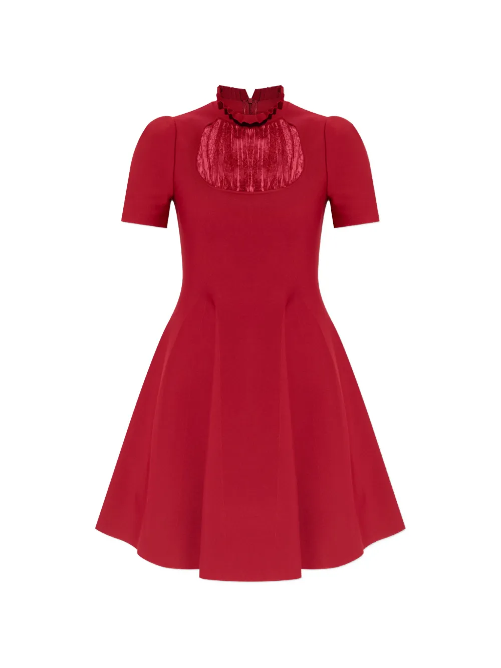 Alexander McQueen ruffled-neck mini dress - Rosso