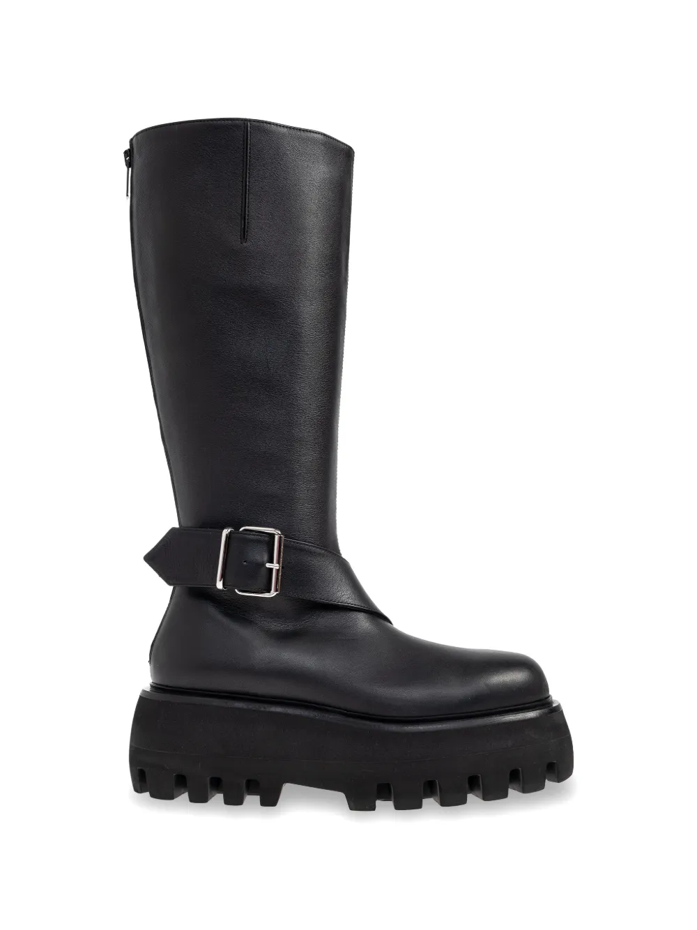 Alexander McQueen buckle platform leather biker boots Zwart