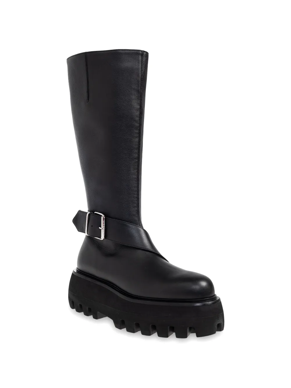 Alexander McQueen buckle platform leather biker boots Zwart