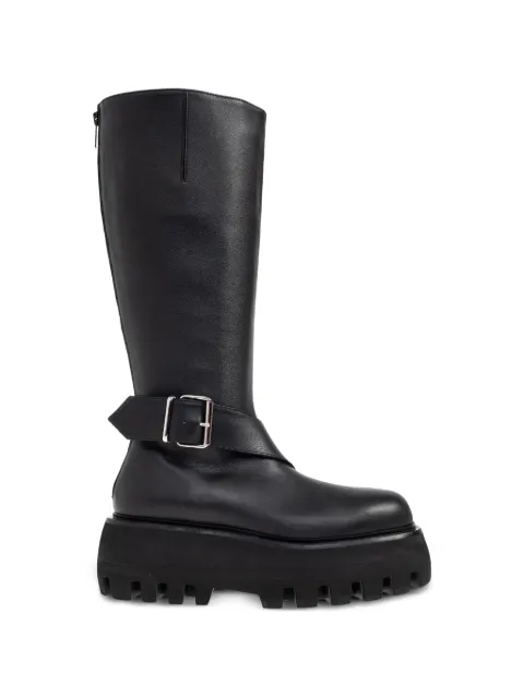 Alexander McQueen buckle platform leather biker boots