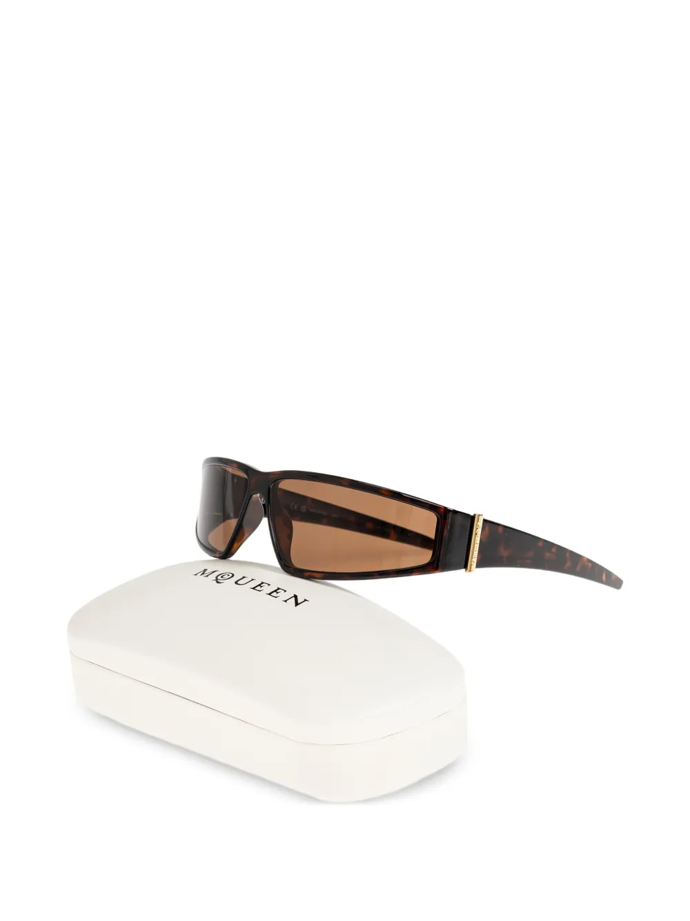 Alexander McQueen Eyewear Zonnebril met geometrisch montuur Bruin