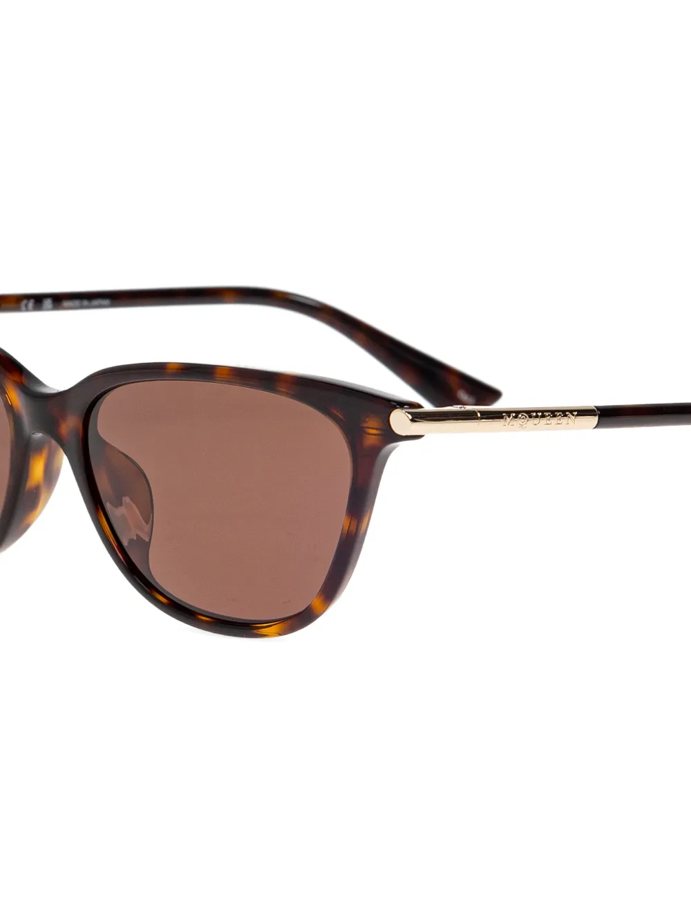Alexander McQueen Zonnebril met cat-eye montuur en schildpadschild design Bruin