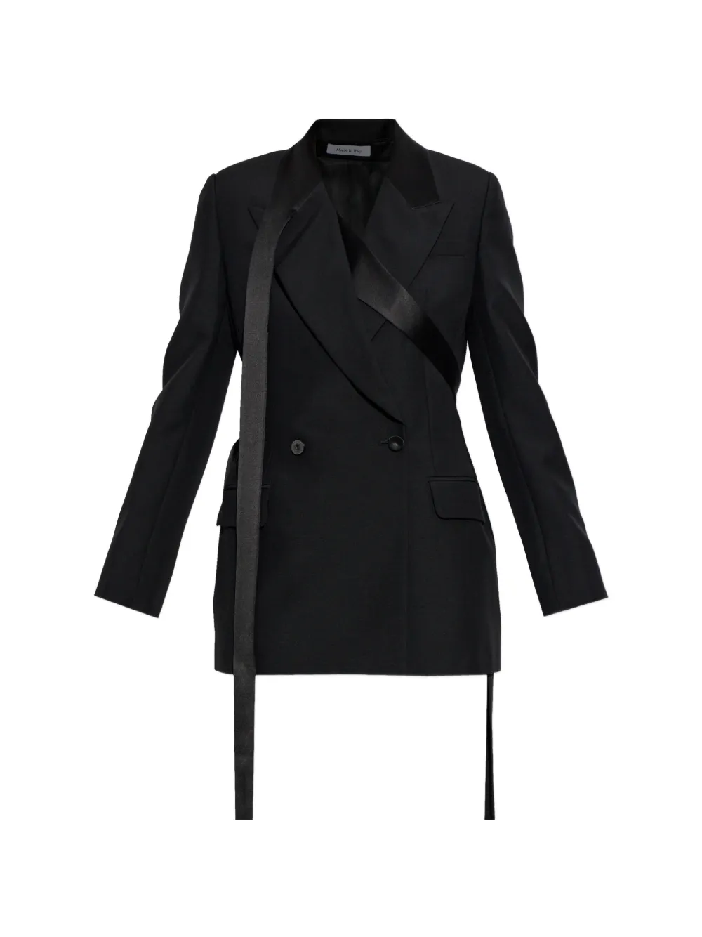 Alexander McQueen satin-trim double-breasted blazer - Nero