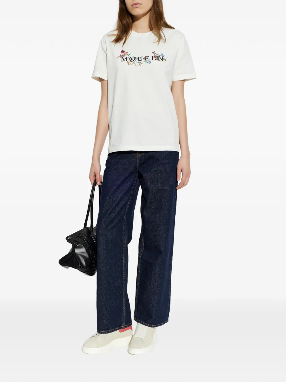 Alexander McQueen T-shirt met geborduurde bloemen Wit