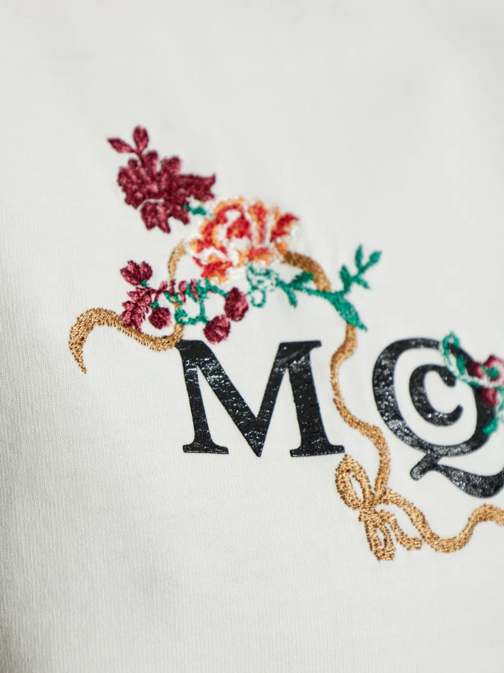 Alexander McQueen T-shirt met geborduurde bloemen Wit