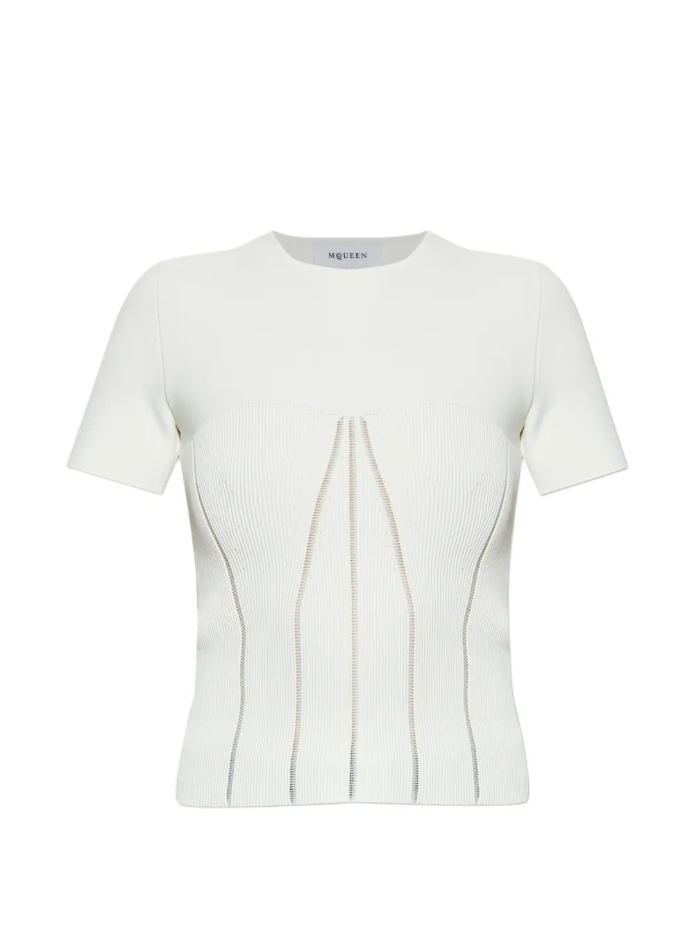Alexander McQueen ribbed open-knit T-shirt - Bianco