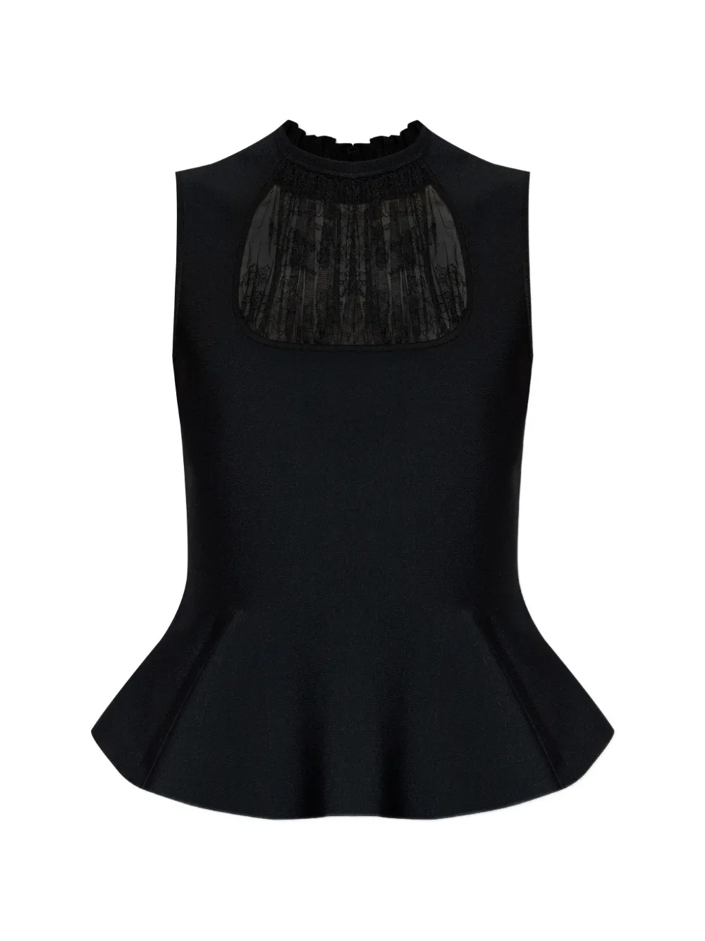 Alexander McQueen lace-detail peplum-hem blouse - Nero