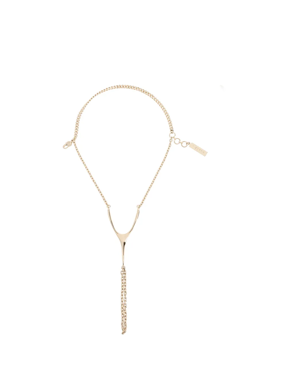 Alexander McQueen wishbone-plaque chain hand bracelet - Oro