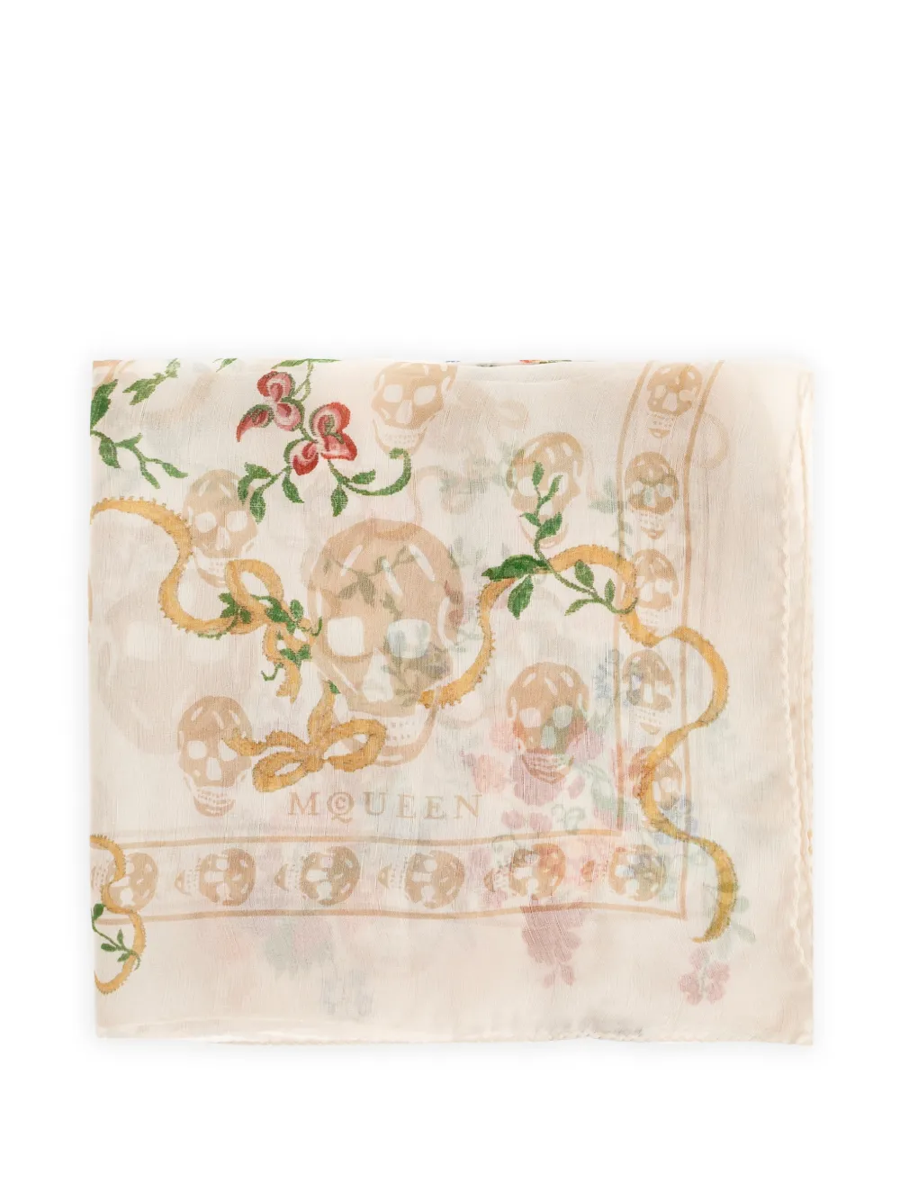 Alexander McQueen floral-print Skull scarf - Toni neutri