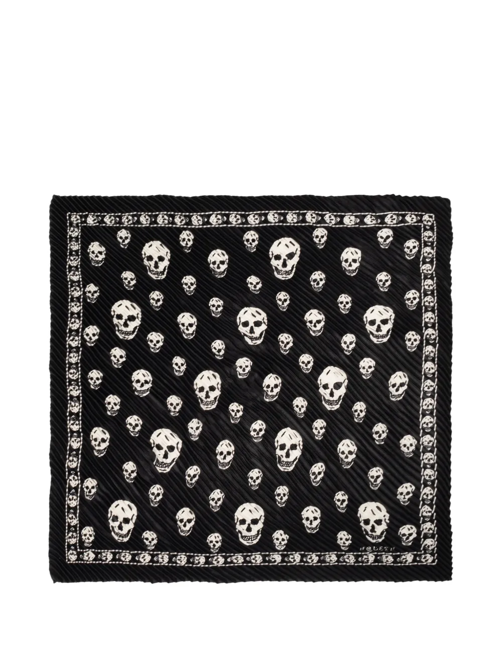 Alexander Mcqueen Skull-print Plissé Scarf In Black