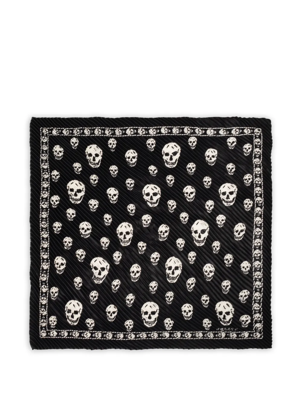 Alexander McQueen skull-print plissé scarf - Nero
