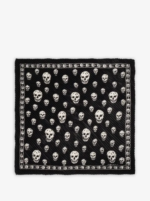 Alexander McQueen skull-print plissé scarf