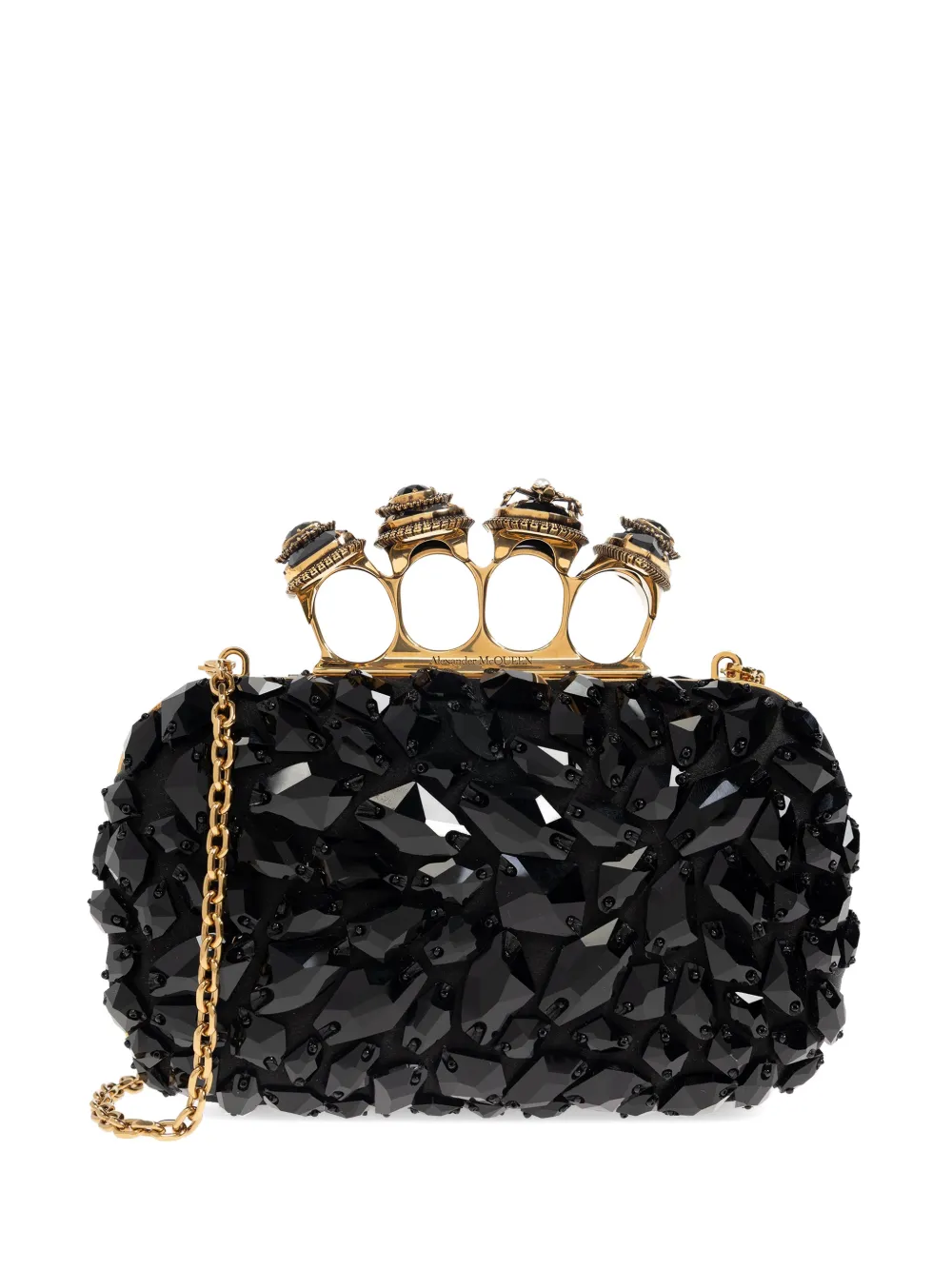 Alexander McQueen jewel four-ring silk tote bag - Nero
