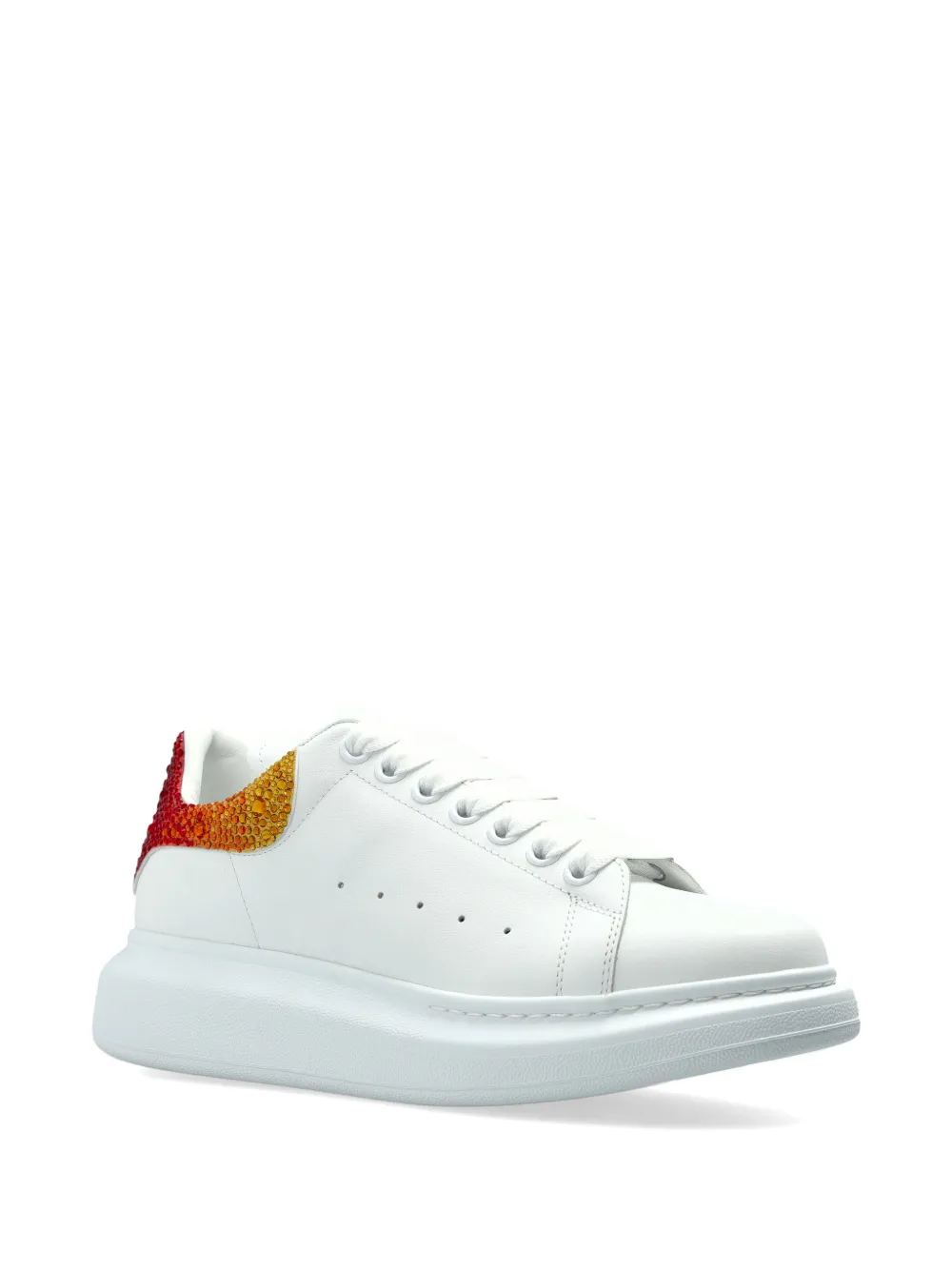 Alexander McQueen Oversized crystal-embellished leather sneakers Wit