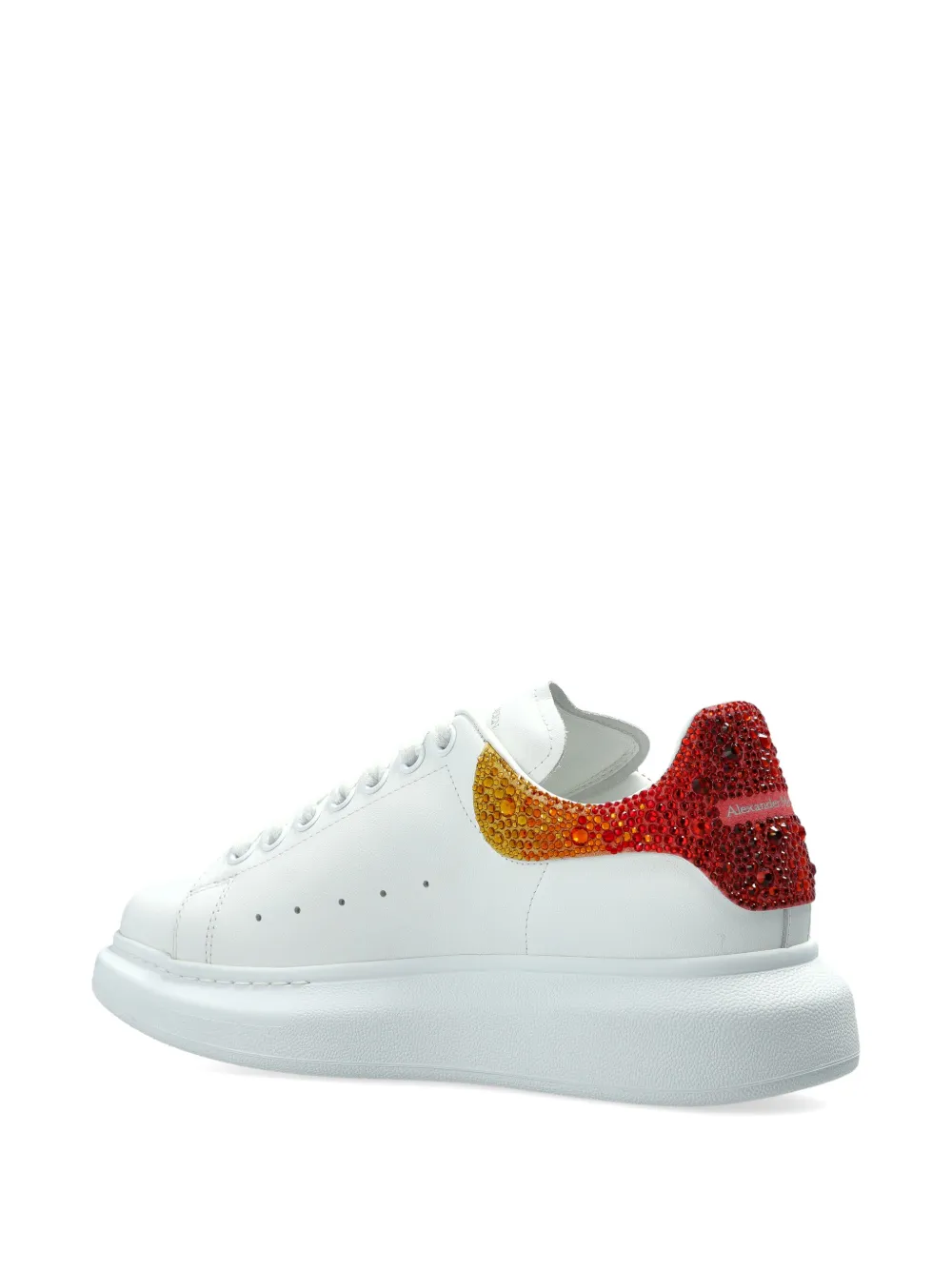 Alexander McQueen Oversized crystal-embellished leather sneakers Wit