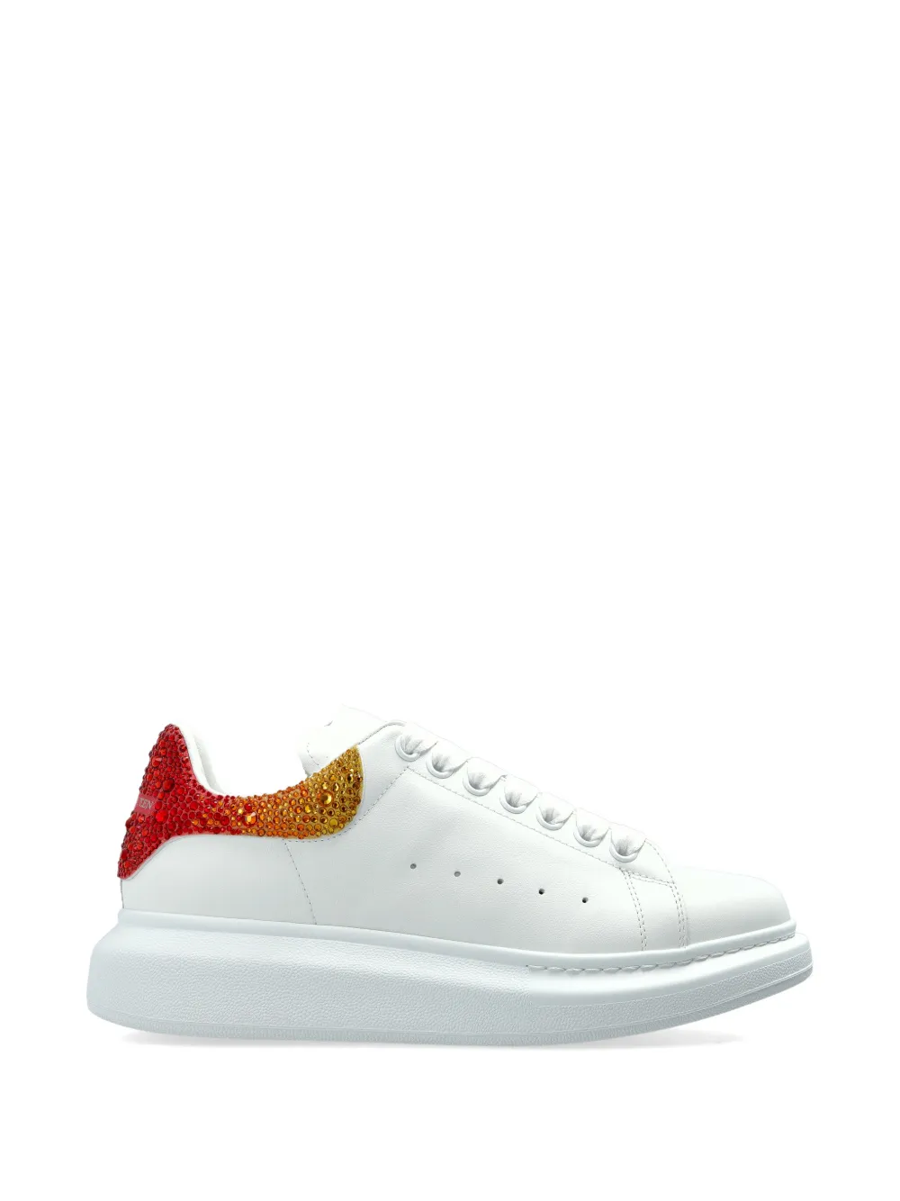 Alexander McQueen Oversized crystal-embellished leather sneakers - Bianco