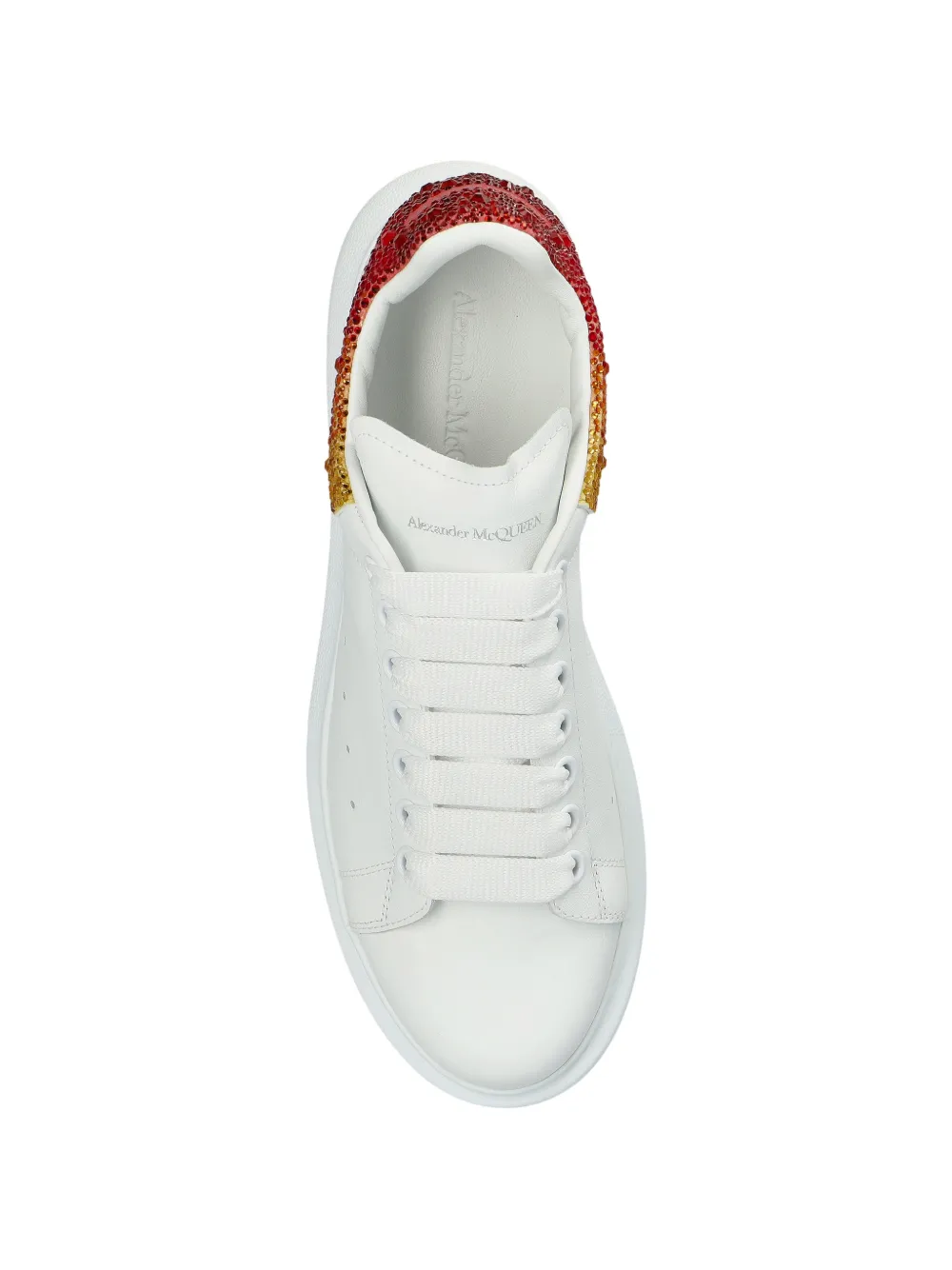 Alexander McQueen Oversized crystal-embellished leather sneakers Wit