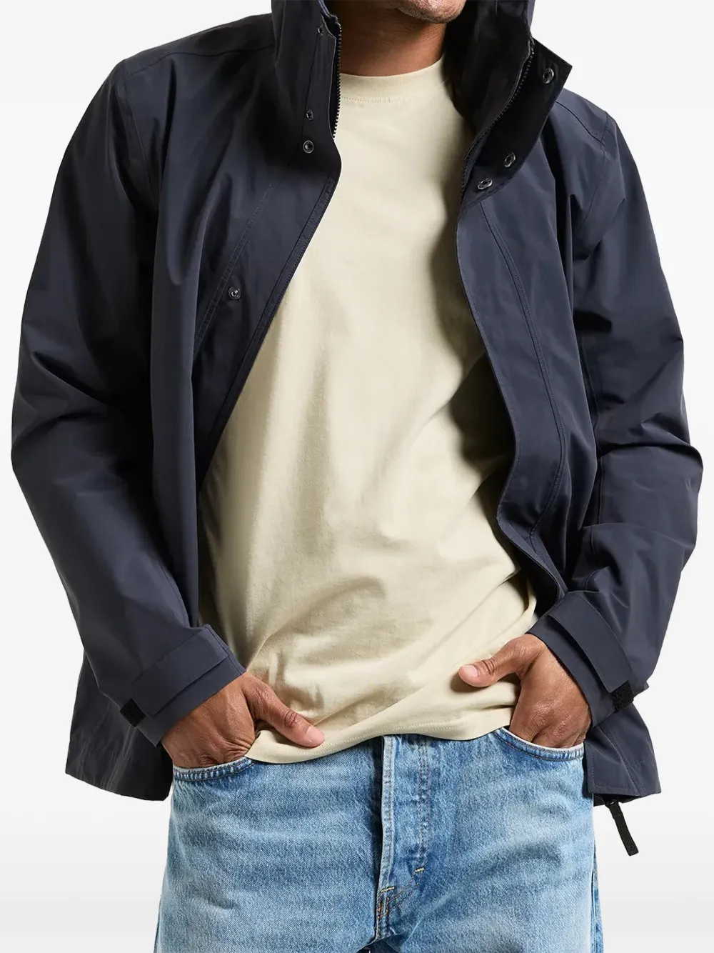 Didriksons Logan jack met capuchon en logo-print Blauw