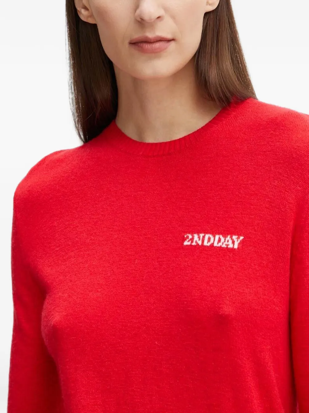 2nd Day Trui met geborduurd logo Rood