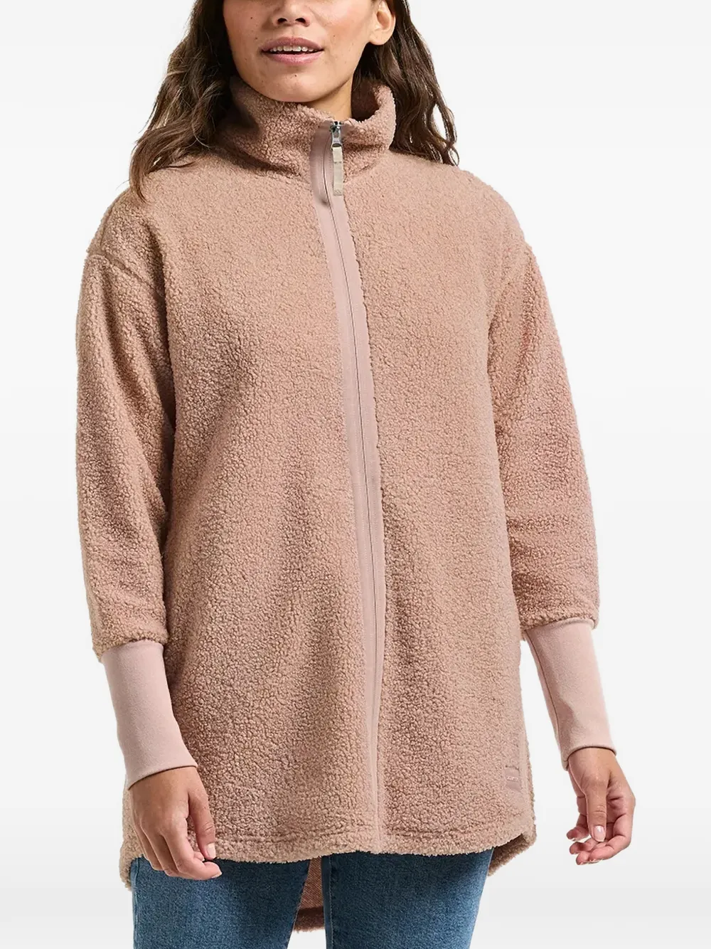 Didriksons Tola fleece-texture high-neck jacket - Rosa