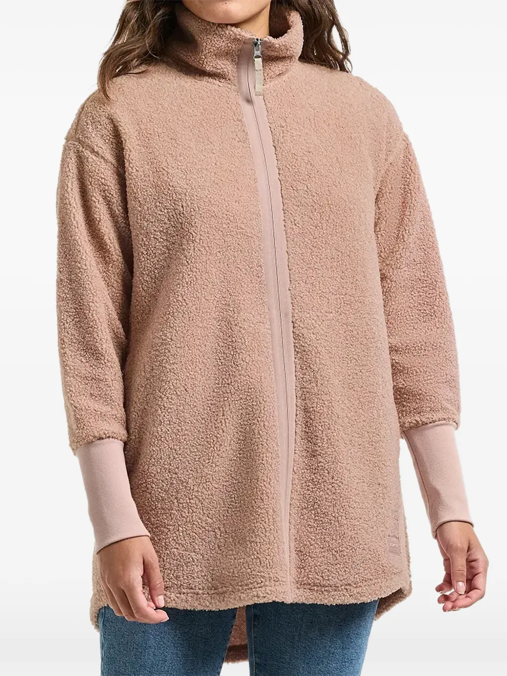 Didriksons Tola fleece-texture high-neck jacket - Rosa