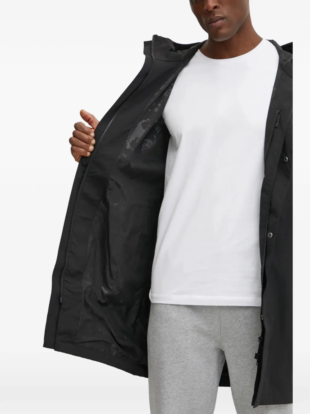 Didriksons George parka met klittenband en capuchon Zwart