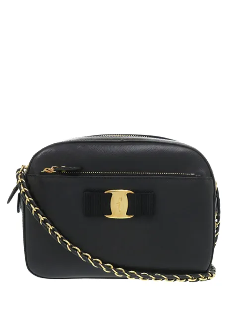 Ferragamo Pre-Owned 2010-2026 레더 바라 보우 리디아 카메라 크로스 백