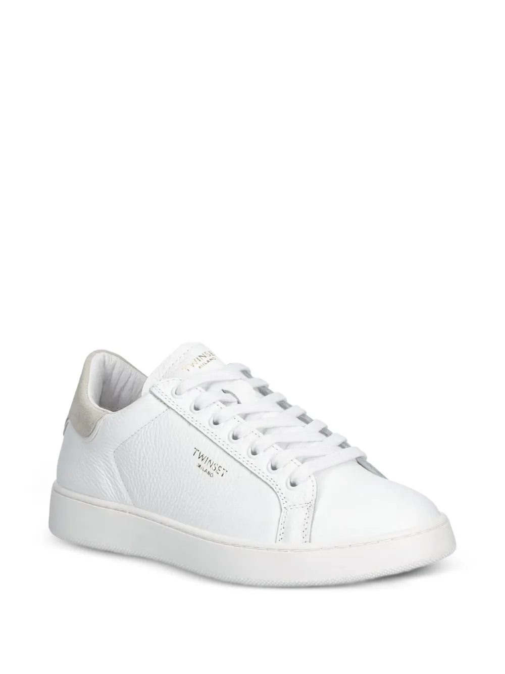TWINSET Leren sneakers met vlakken Wit