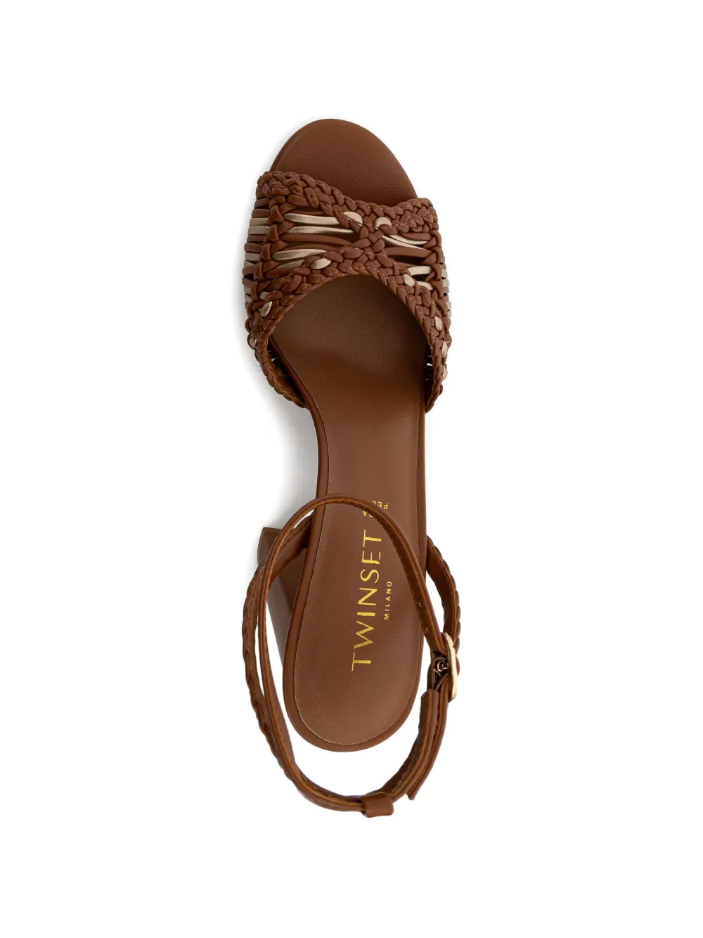 TWINSET Geweven sandalen met enkelbandje Bruin