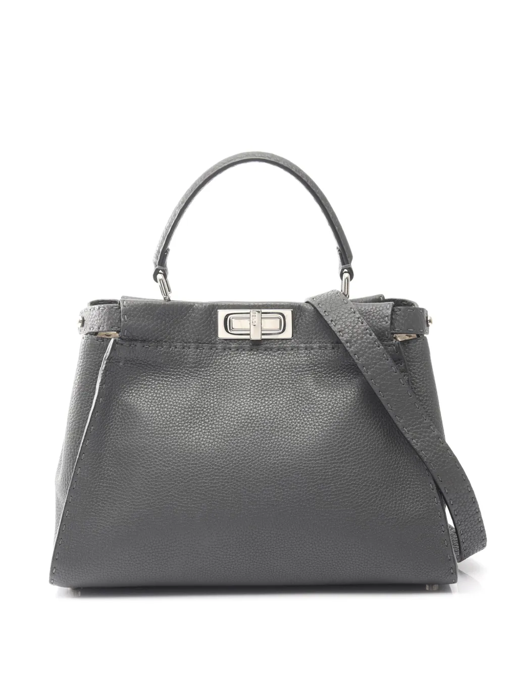 Fendi Pre-Owned 2010-2026 Medium Leather Selleria Peekaboo Iconic satchel - Grigio