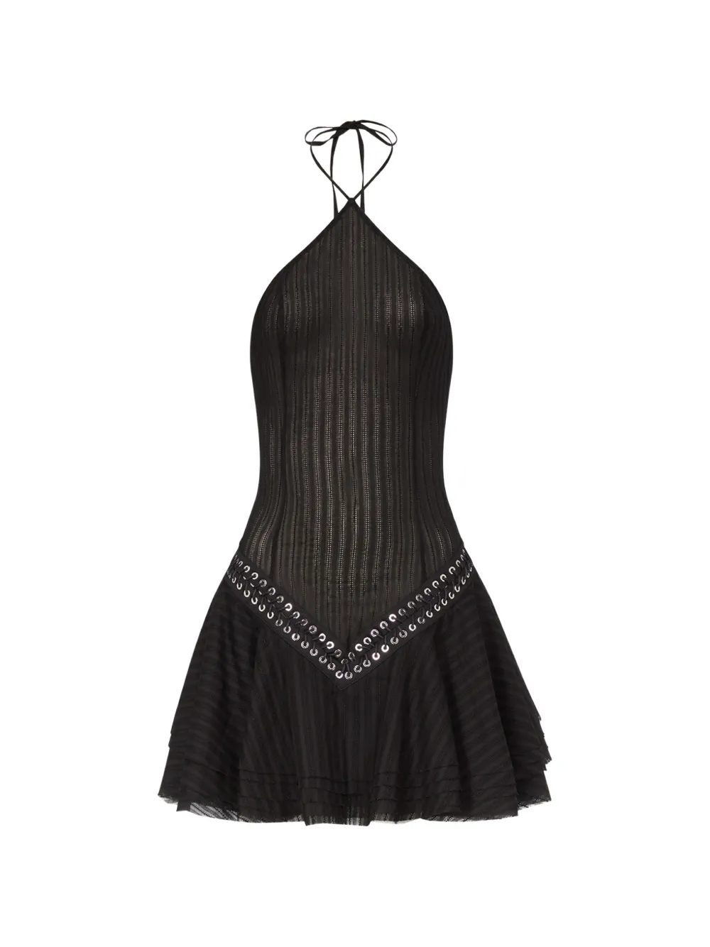 Ludovic de Saint Sernin Sascha halter eyelet mini dress - Schwarz