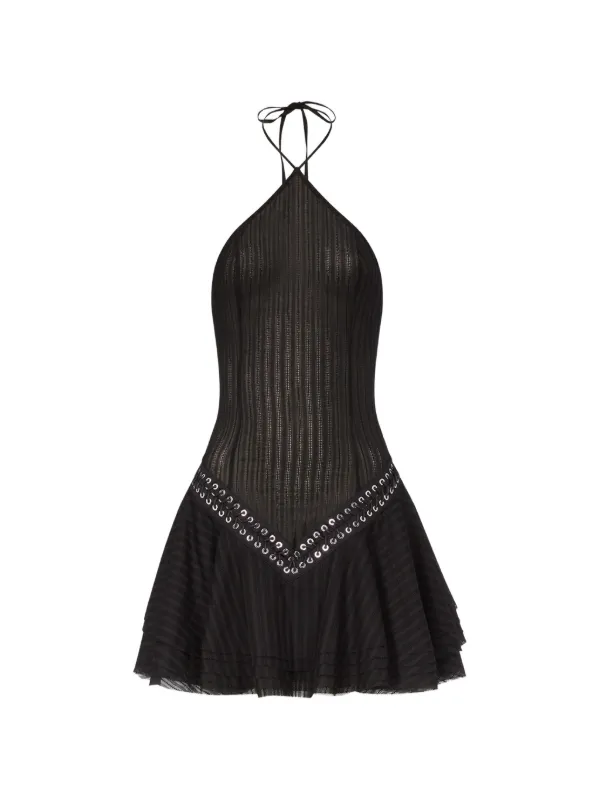 ludovic de saint sernin halter dress Sascha Eyelet Mini | Black Zara