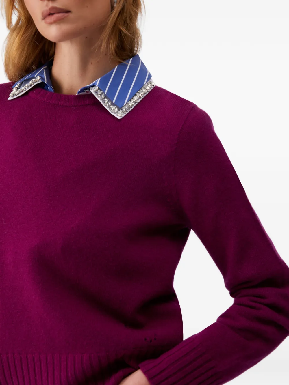 LIU JO Geribbelde sweater met ronde hals Paars