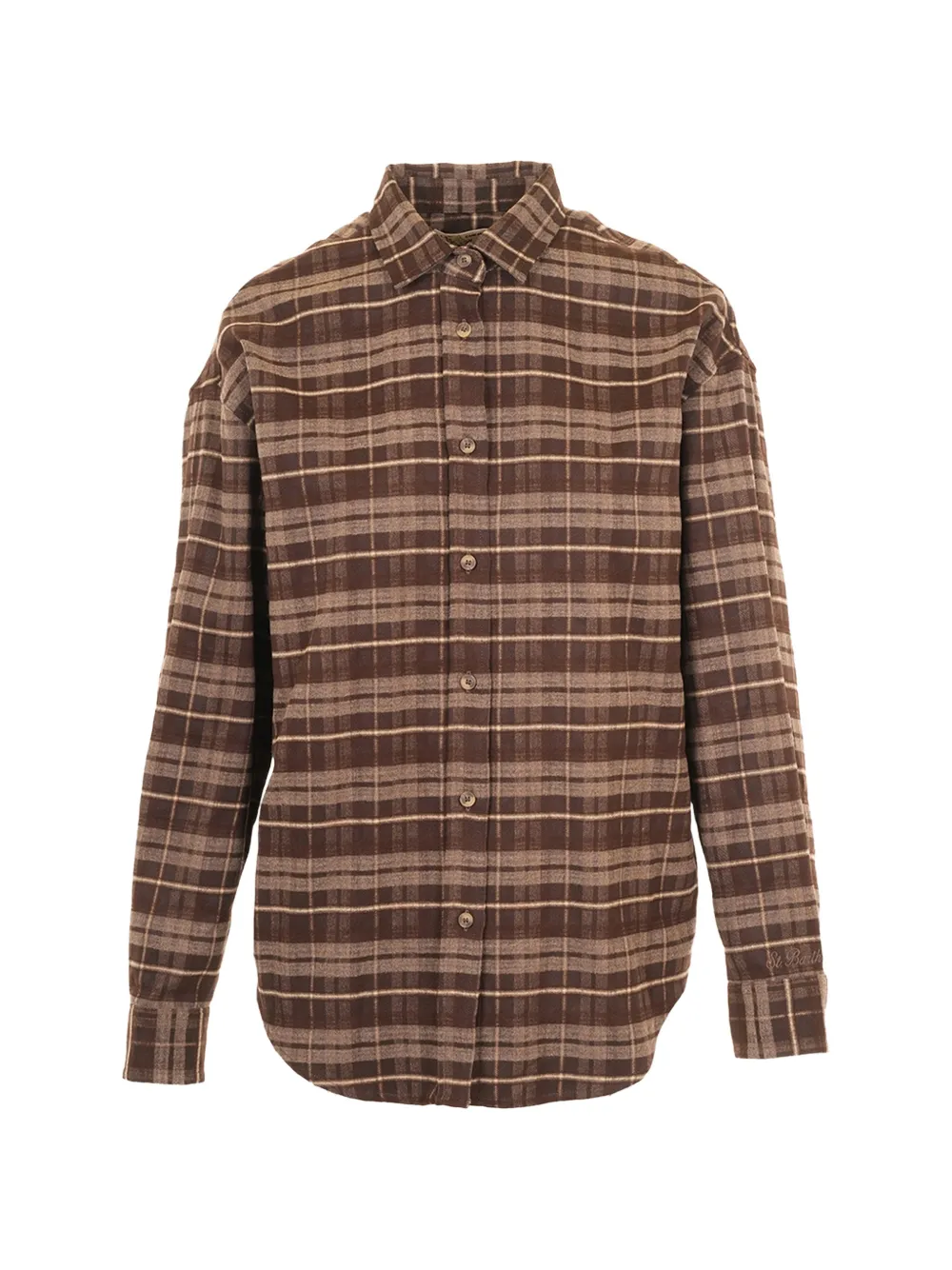 MC2 Saint Barth Geruite blouse met geborduurd logo Bruin