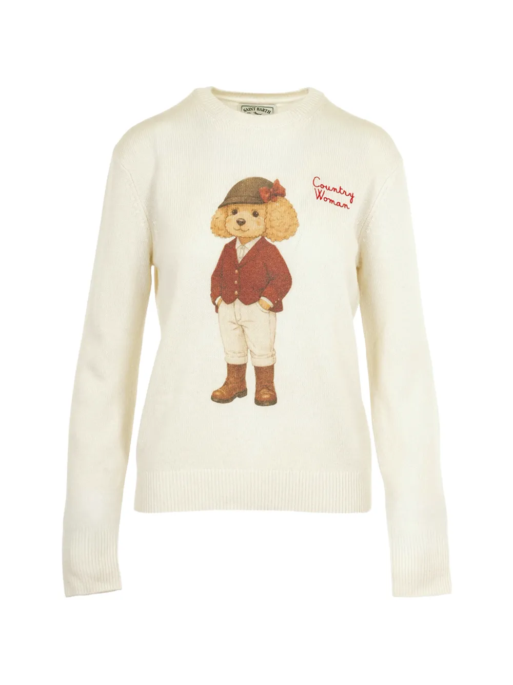 MC2 Saint Barth Trui met geborduurd logo en grafische print Beige