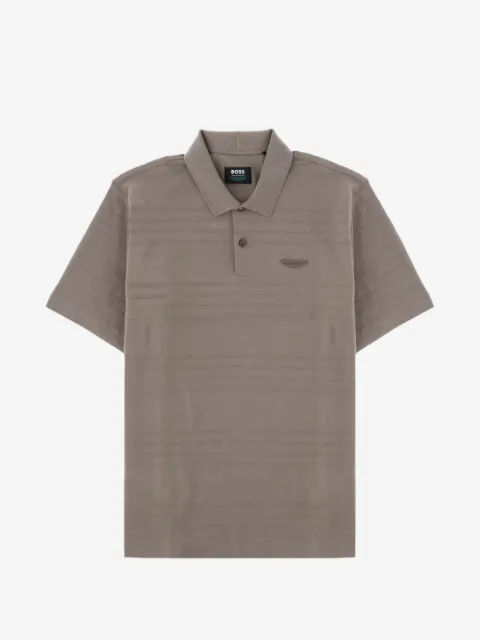 BOSS playera tipo polo con rayas horizontales en colaboración con Aston Martin