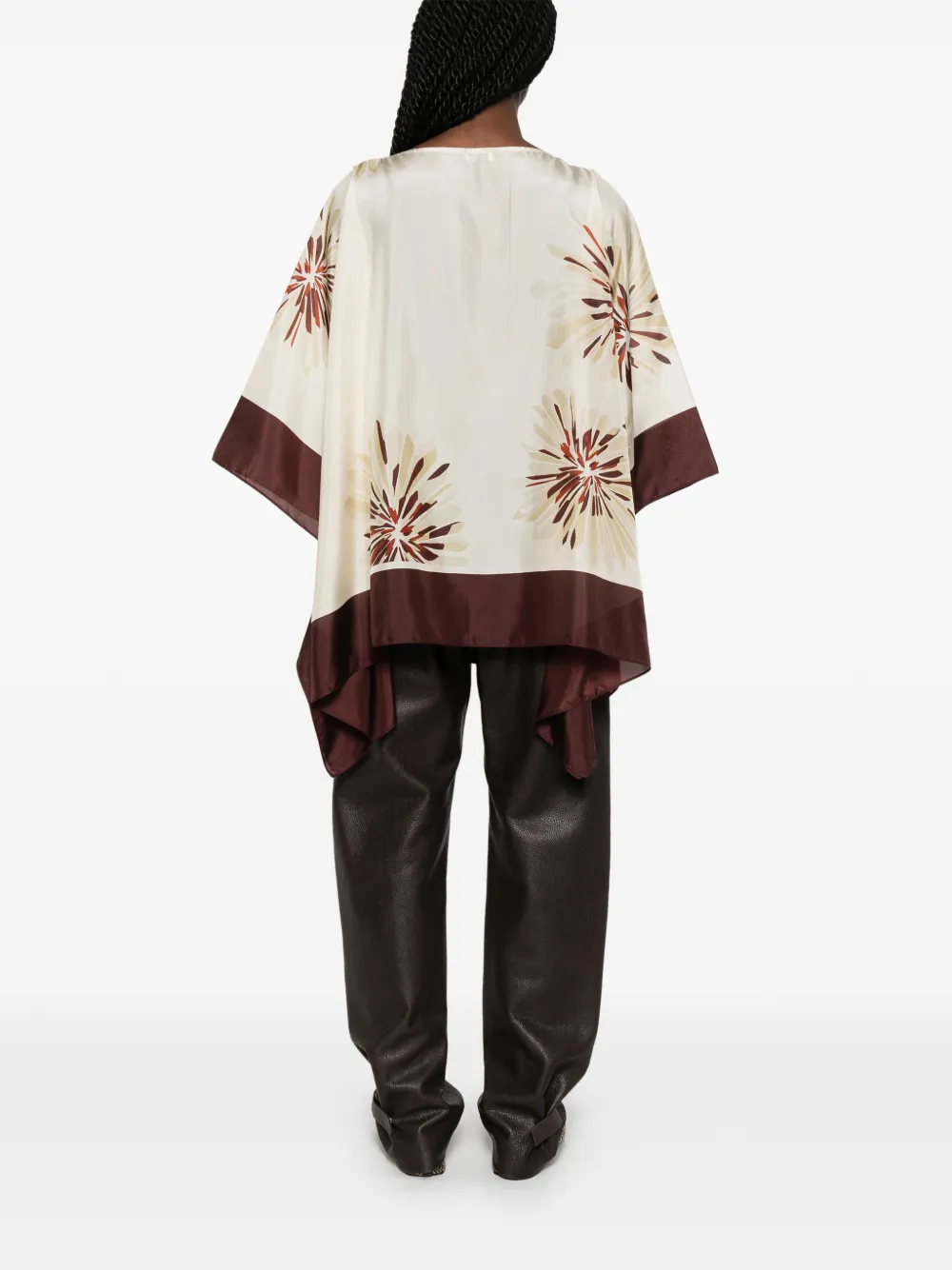Brunello Cucinelli Zijden blouse met bloemenprint Beige