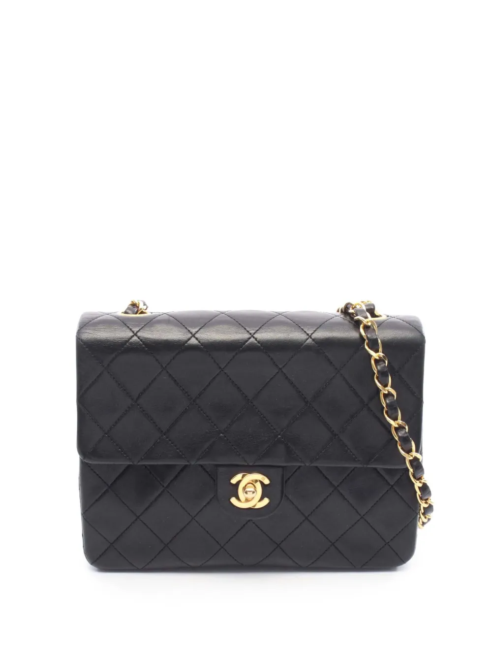 CHANEL Pre-Owned 1989-1991 Mini Square Classic Lambskin Single Flap crossbody bag - Nero
