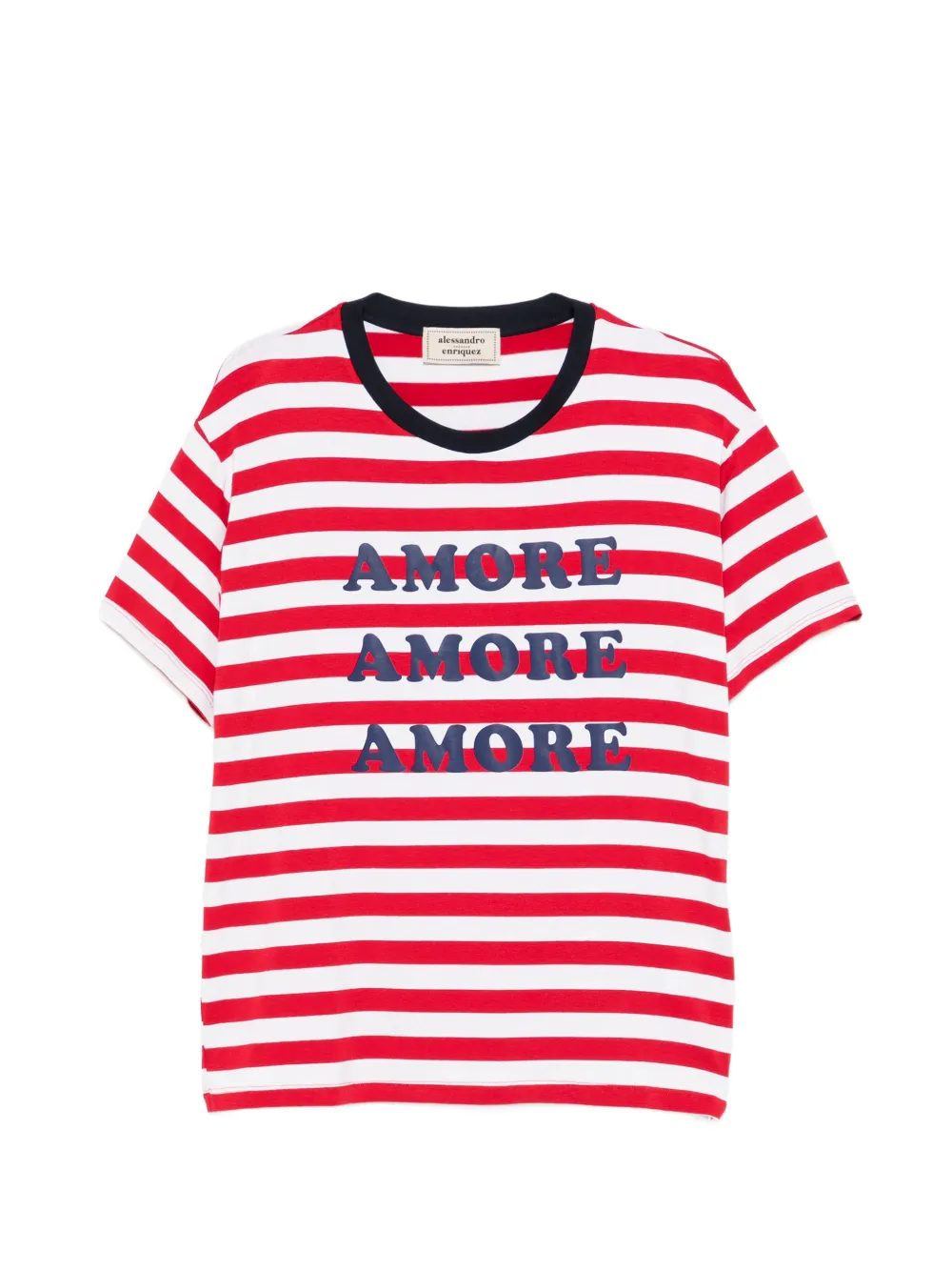 alessandro enriquez striped slogan-print T-shirt - Rosso