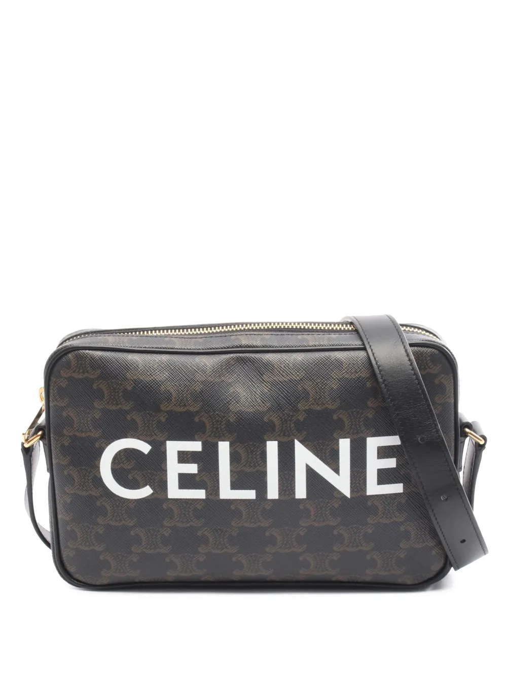 Celine Pre-Owned 2021-2026 Medium Triomphe Coated Canvas Messenger Bag crossbody bag - Black
