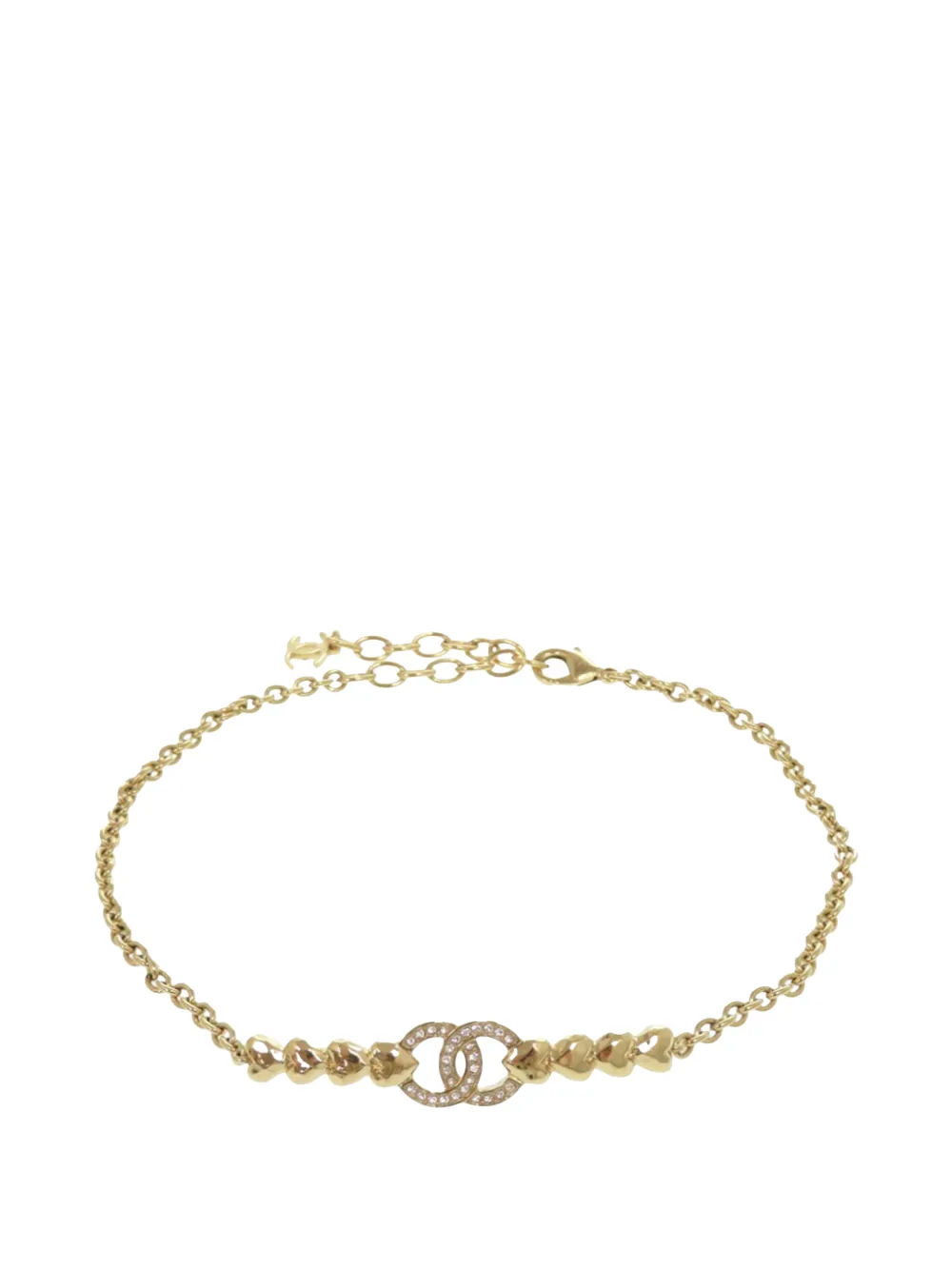 CHANEL Pre-Owned 2023 Gold Plated CC Crystal Choker Necklace costume necklace - Oro