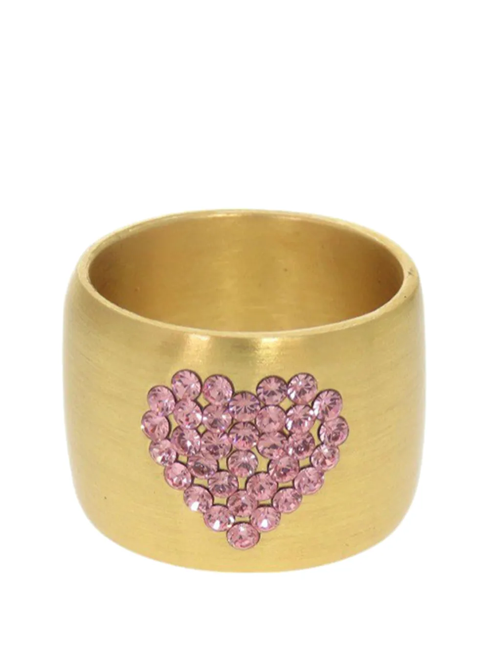 CHANEL Pre-Owned 2002 CC Gold Plated Rhinestone Heart Ring costume ring - Oro