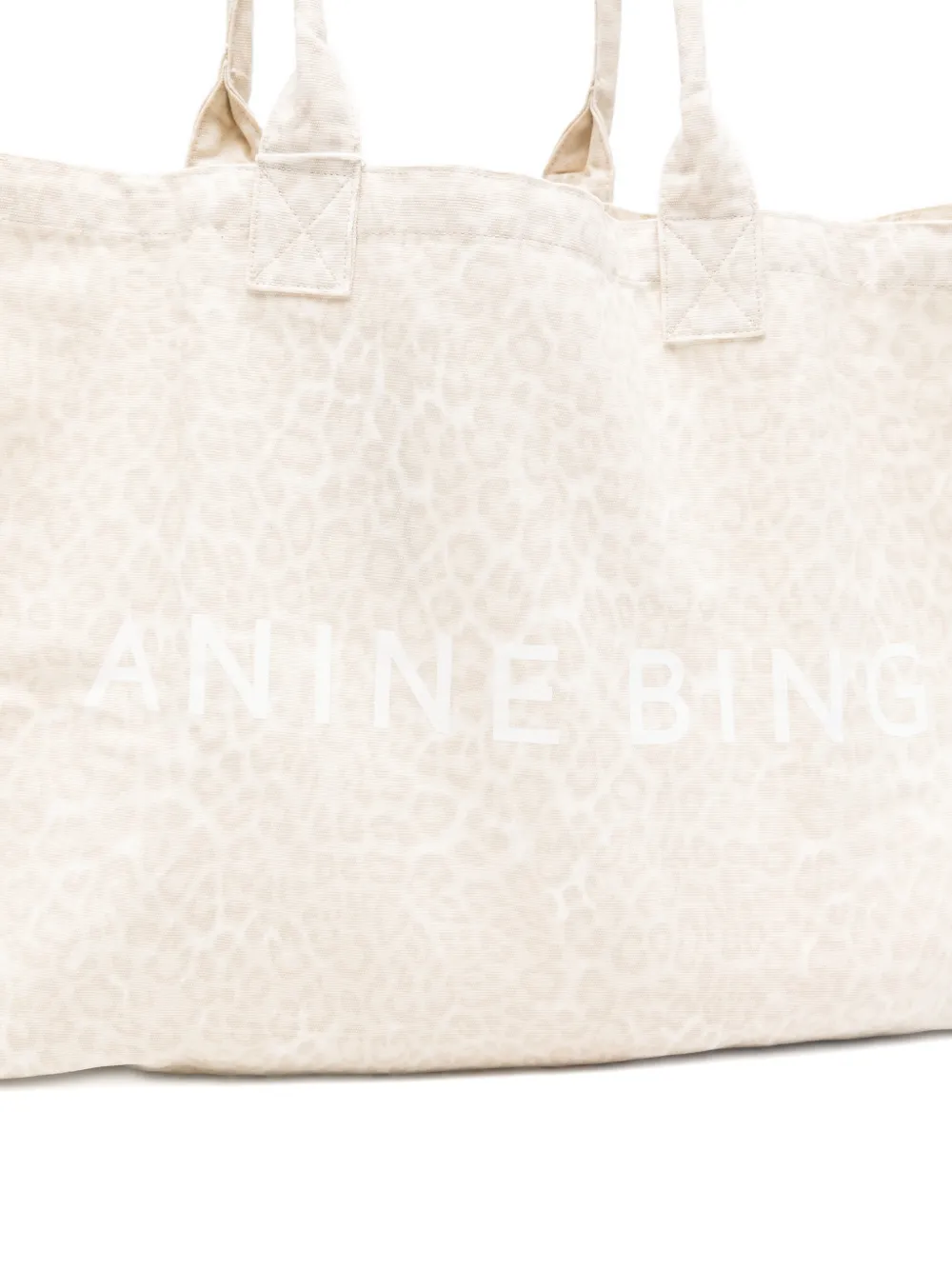 ANINE BING Shopper met luipaardprint Beige