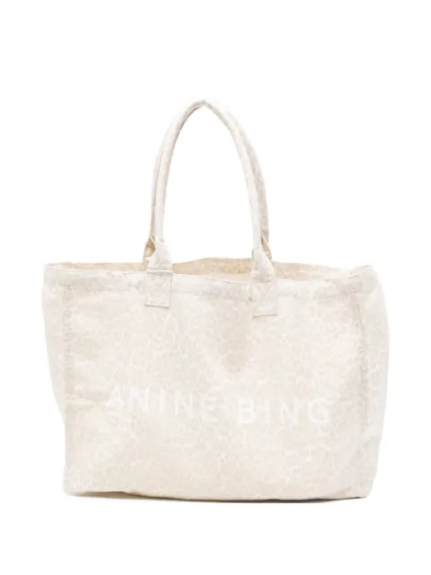 ANINE BING leopard-print canvas tote bag